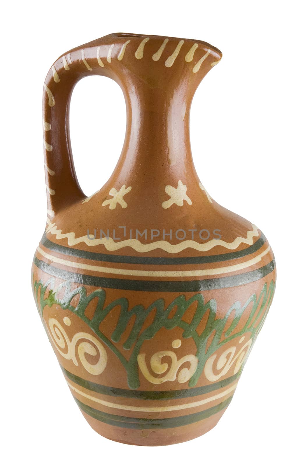 The big ceramic jug on a white background