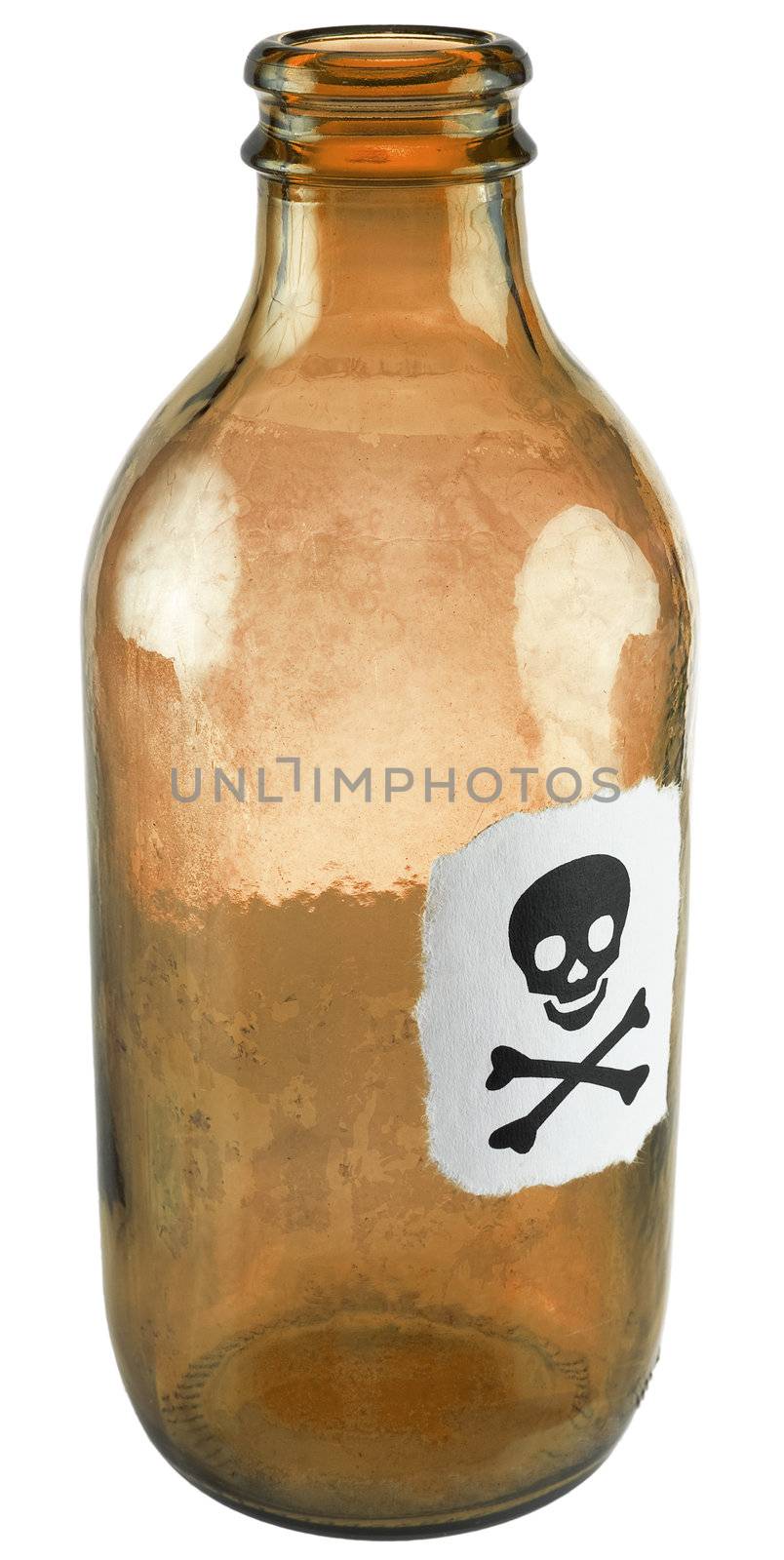 Poison small bottle on a white background