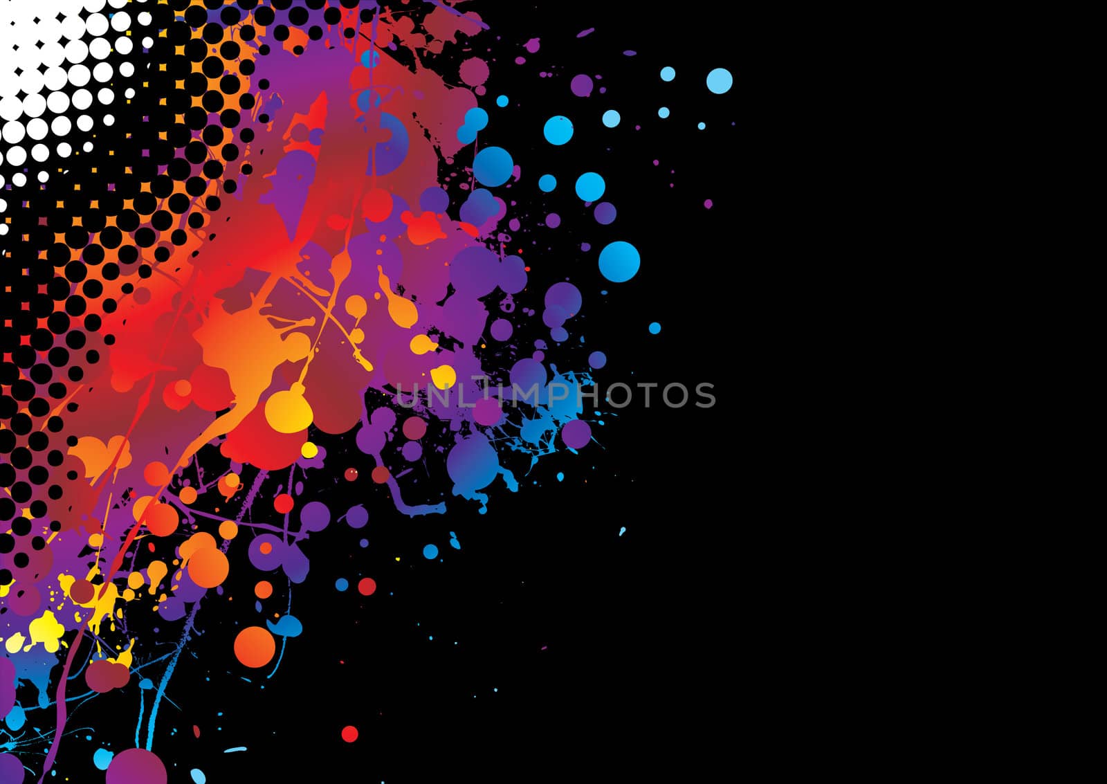 Brightly coloured abstract painted background with copy space