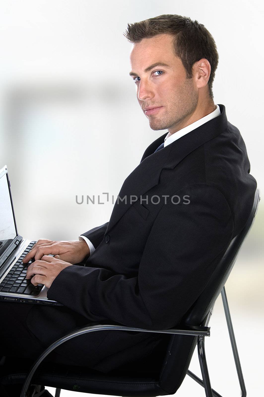 successful businessman on an abstract  background