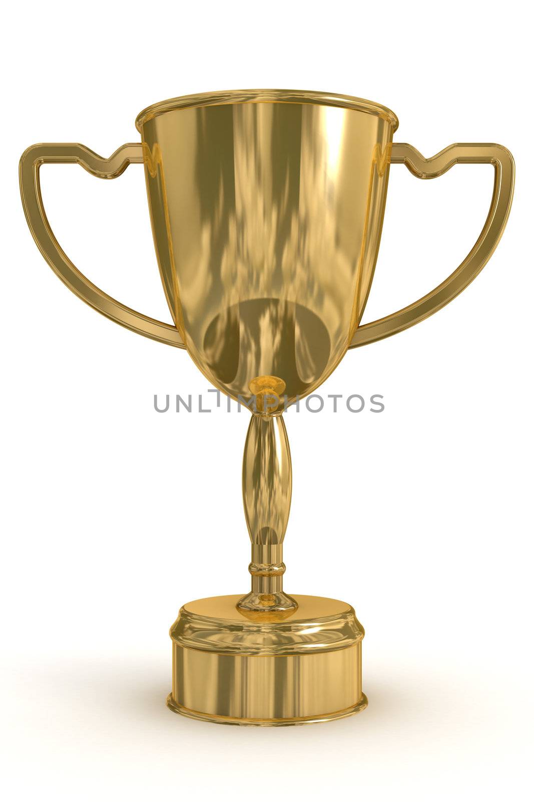 Gold cup of the winner. the 3D image.