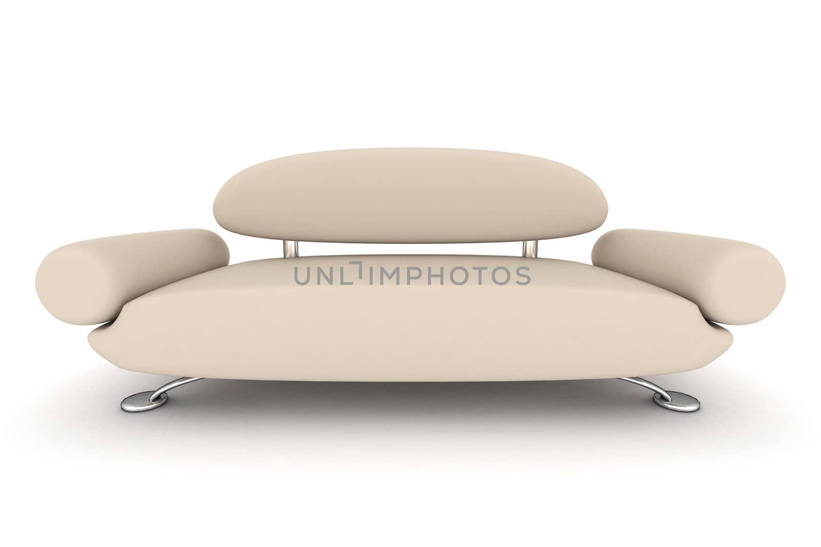 Isolated leather sofa. An interior. 3D image.