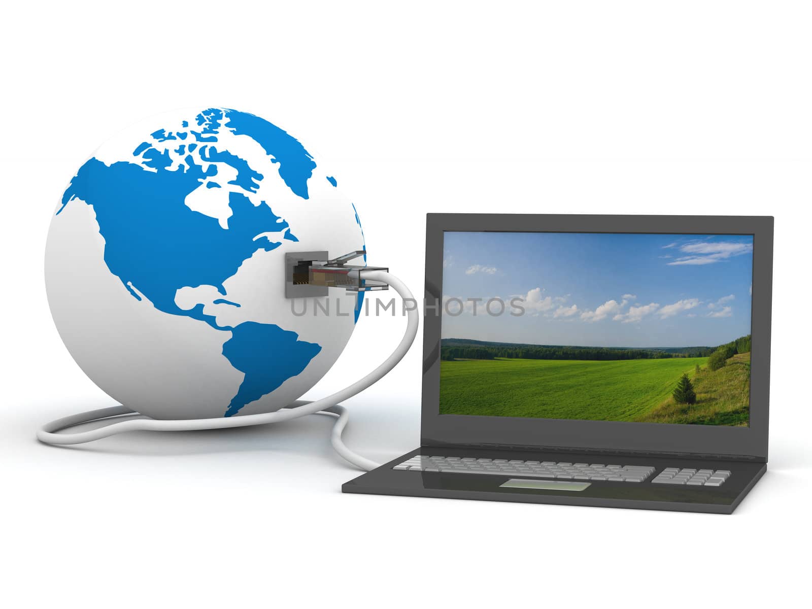 Global communication in the world. 3D image.