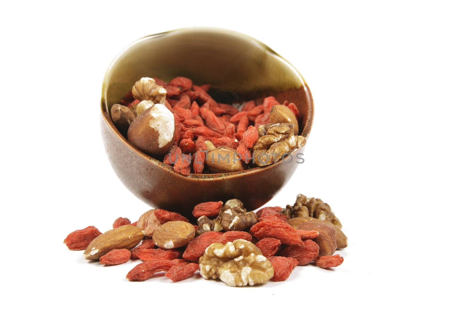 Goji Berries and Nuts in a Bowl by KeithWilson