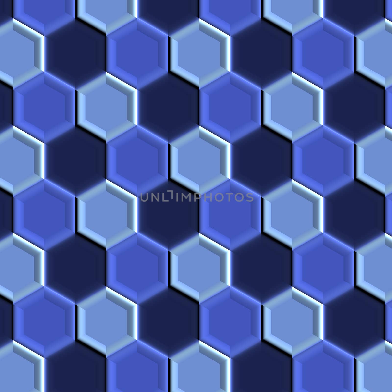 An abstract illustration of hexagonal blue tile.