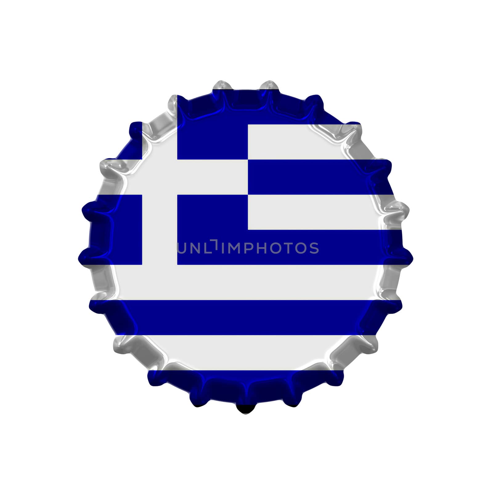 An illustration of a bottle cap with a country sign greece