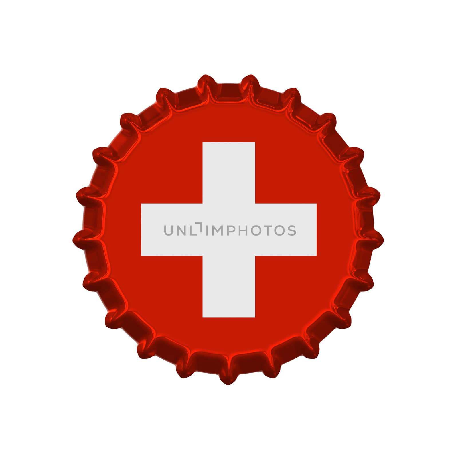 An illustration of a bottle cap with a country sign swiss