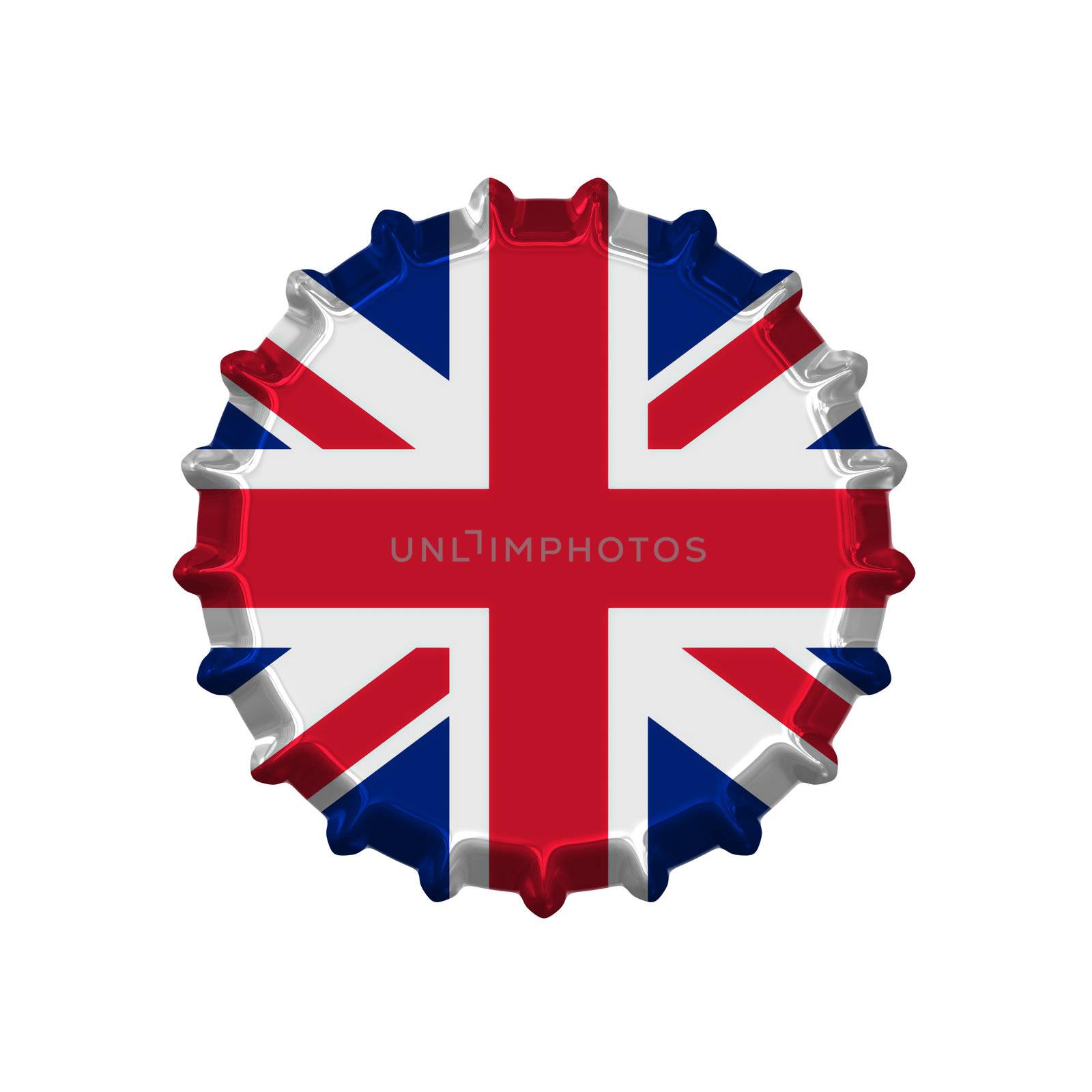 An illustration of a bottle cap with a country sign united kingdom