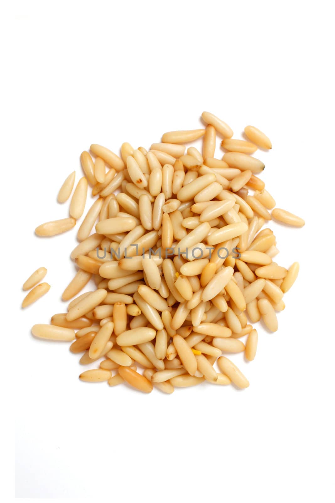 Delicious pine nuts isolated on white