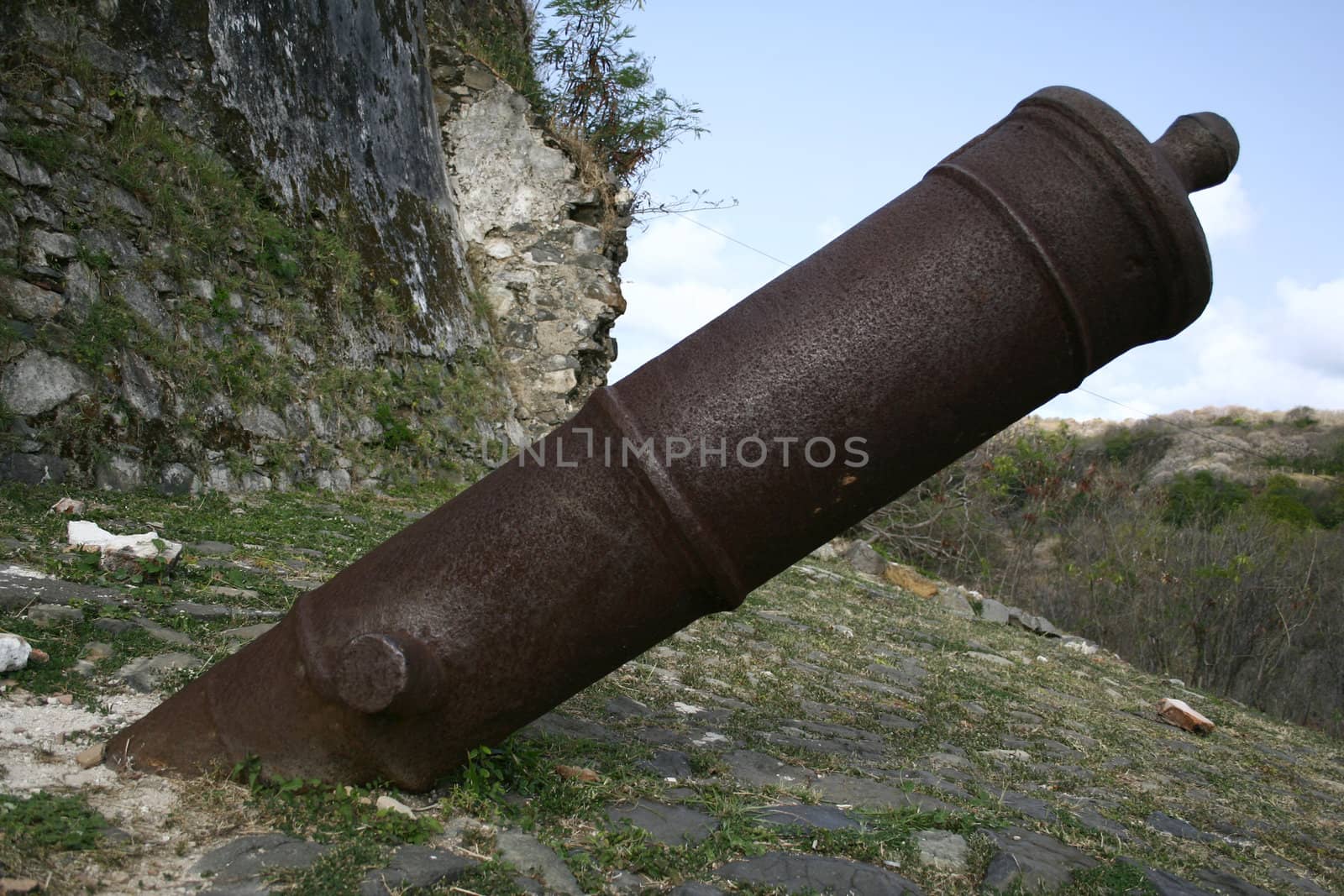 A cannon in front of a war fort in Fernando de Noronha - Brazil