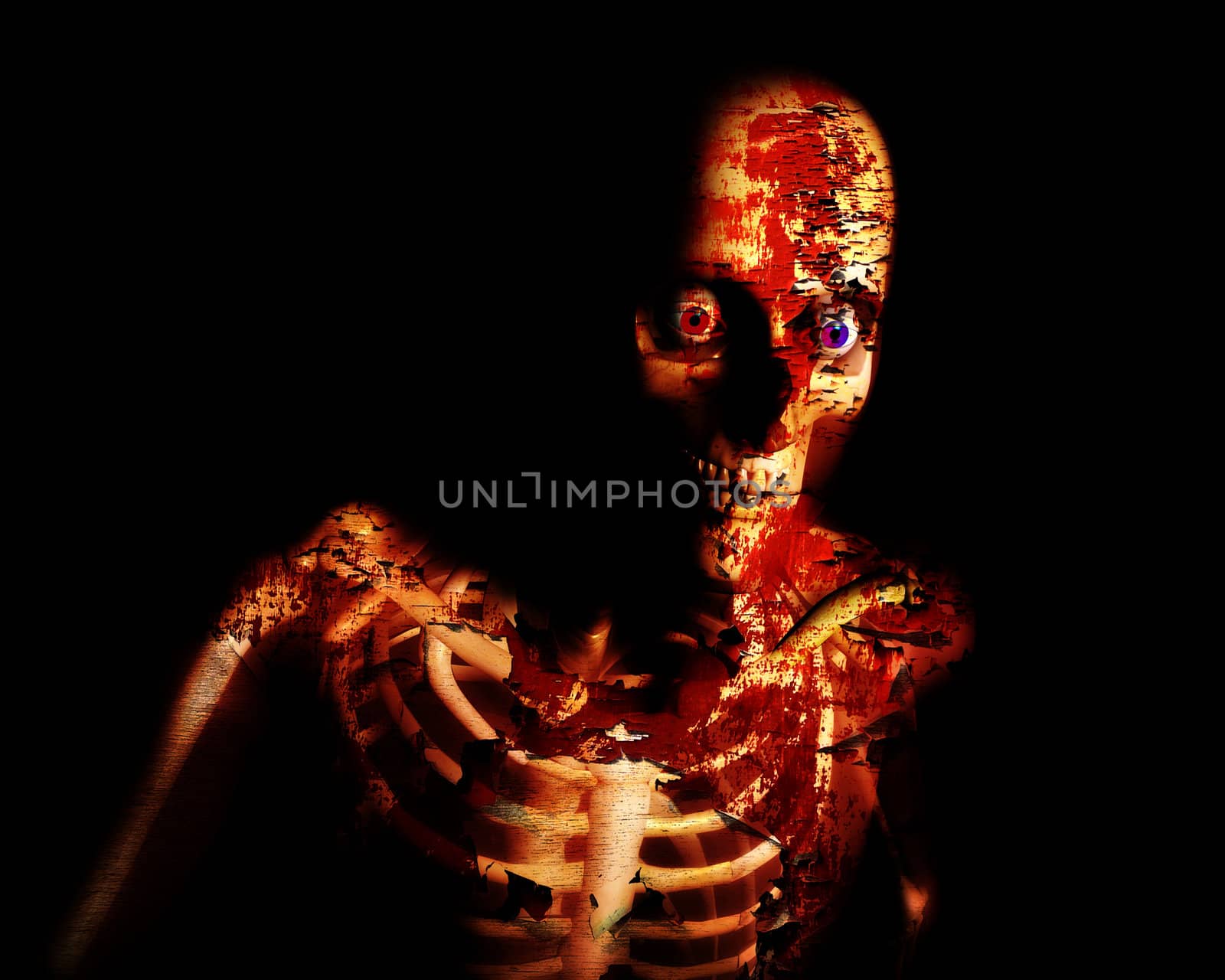 A conceptual Halloween image of a decaying zombie.