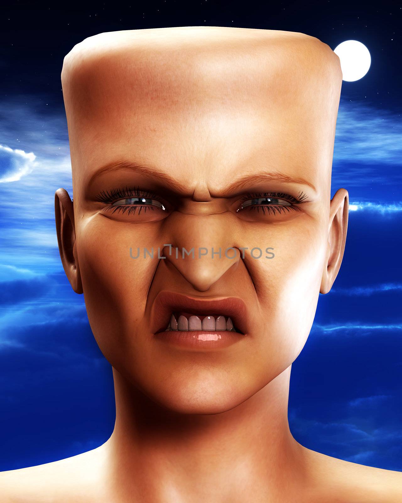 A conceptual Halloween image of Frankenstein's monsters head.
