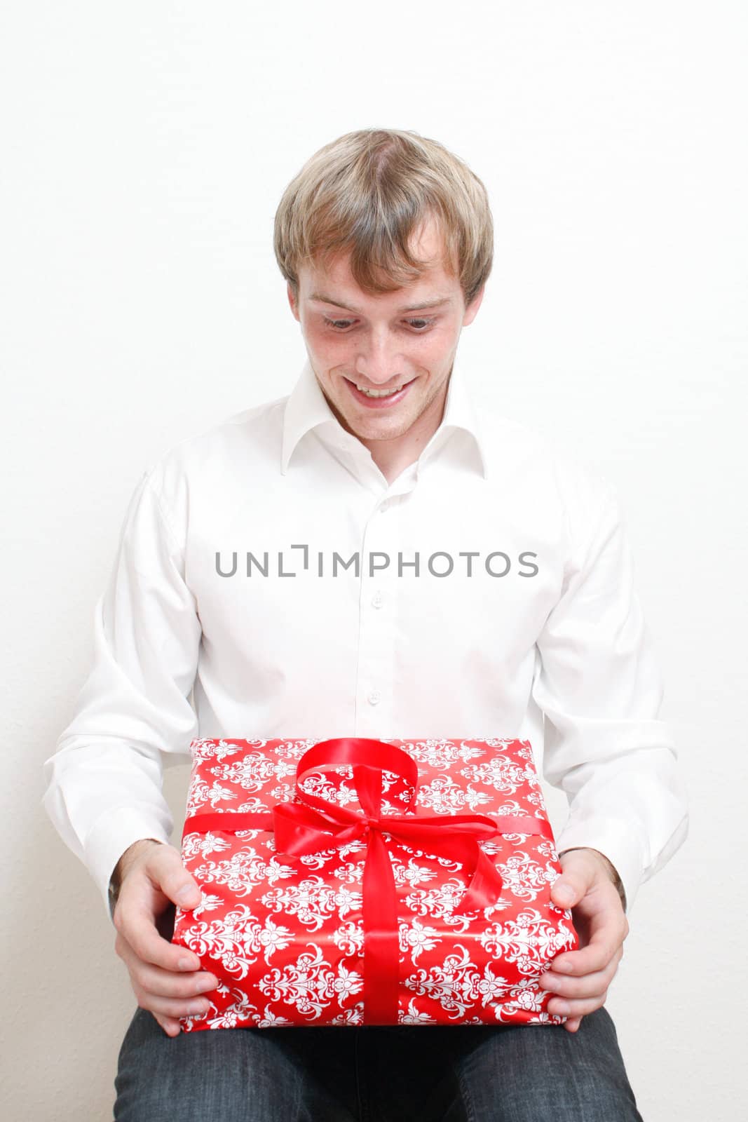 A man with a christmas present