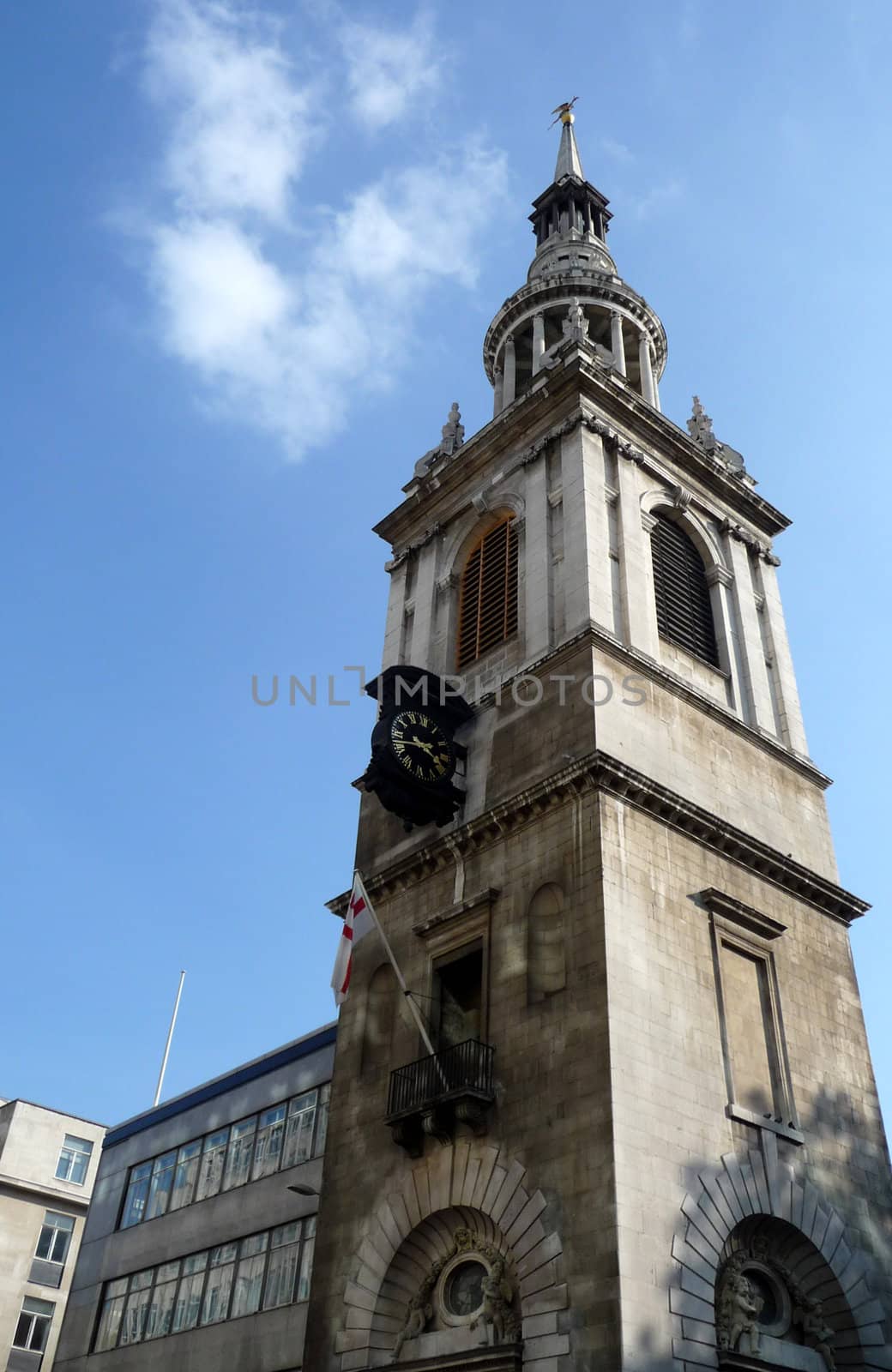 A photograph of St Mary le Bow church in the city of London. It plays a major part in the cockney tradition.