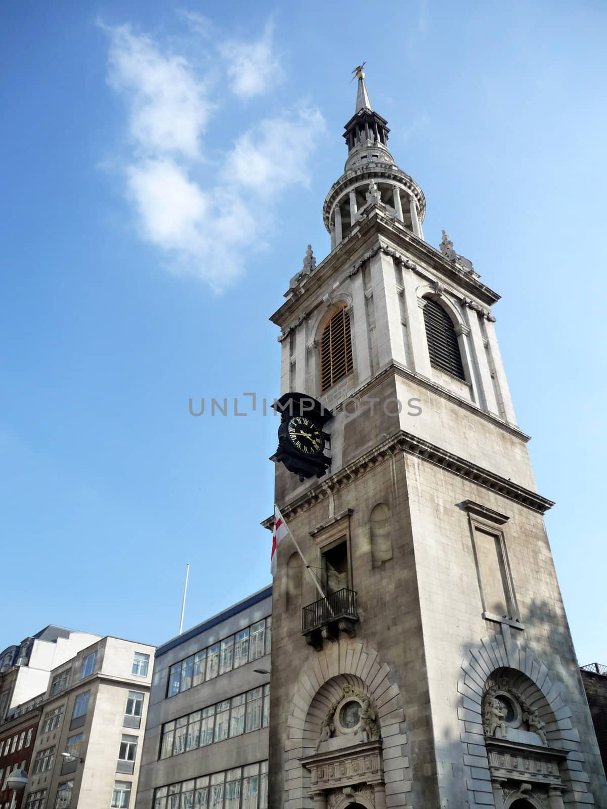 A photograph of St Mary le Bow church in the city of London. It plays a major part in the cockney tradition.