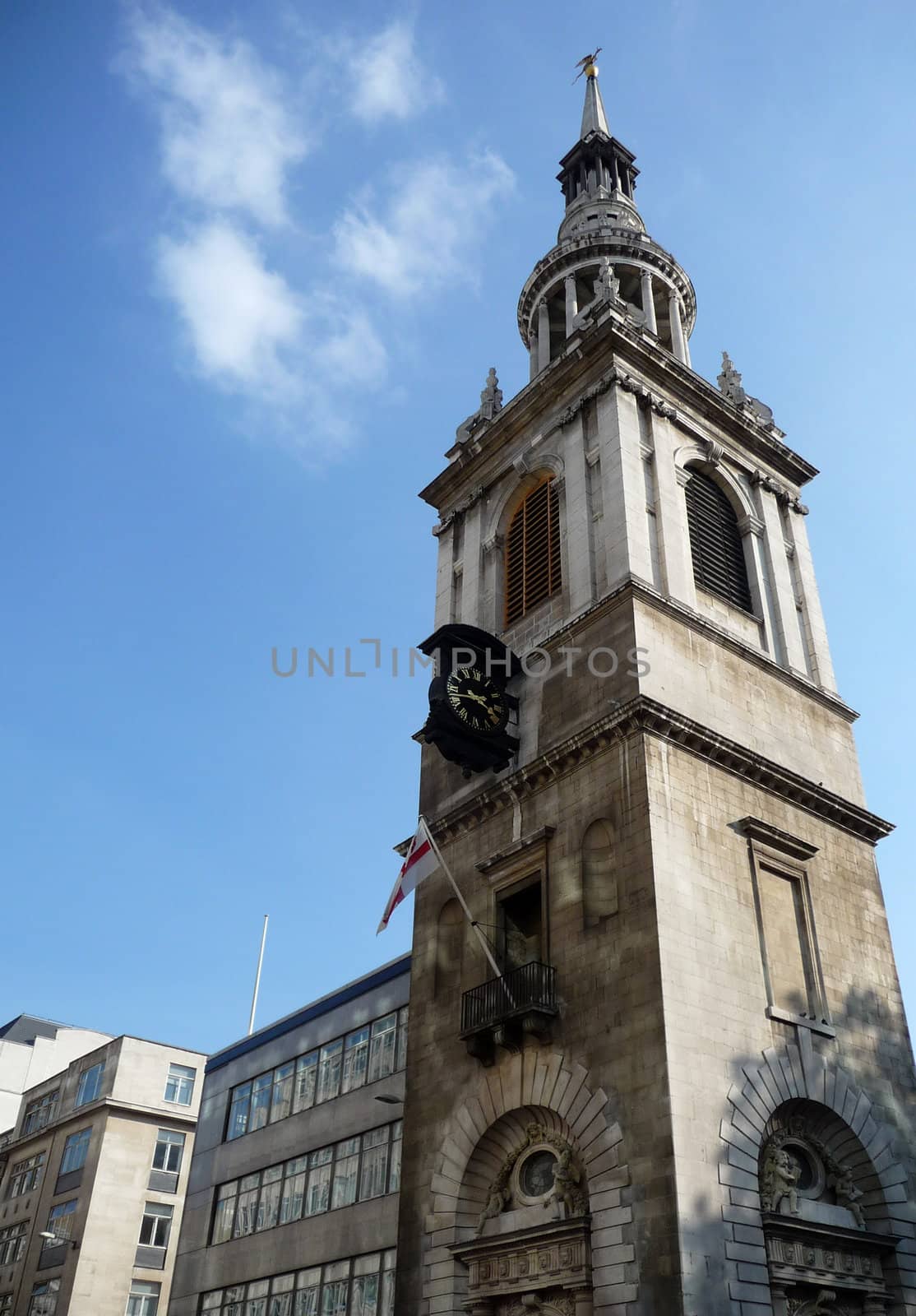 A photograph of St Mary le Bow church in the city of London. It plays a major part in the cockney tradition.