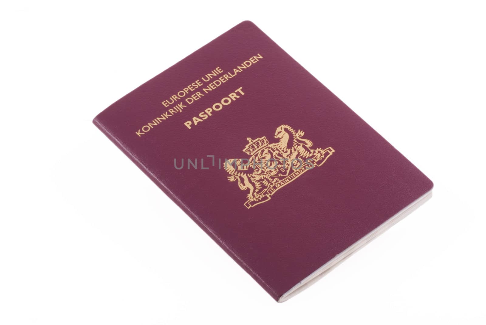 Dutch passport isolated on a white background.