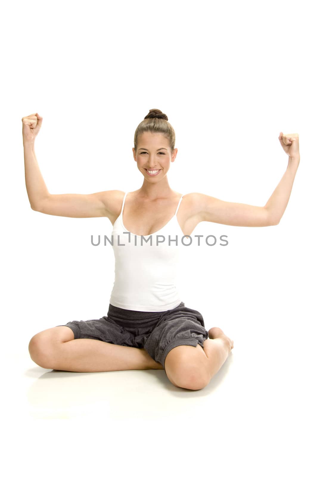 strong young woman showing her muscles