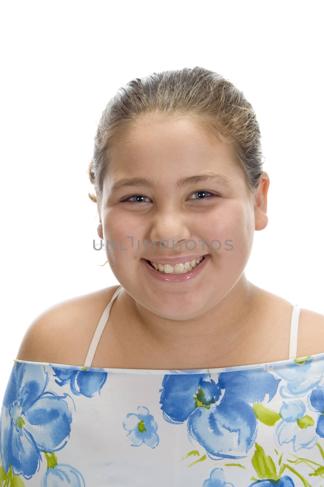 smiling beautiful young girl on an isolated background