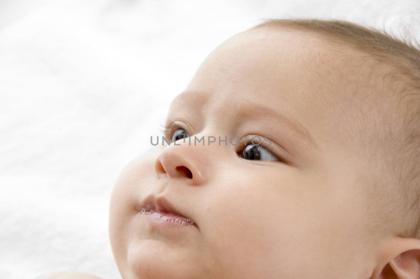 cute toddler posing with white background