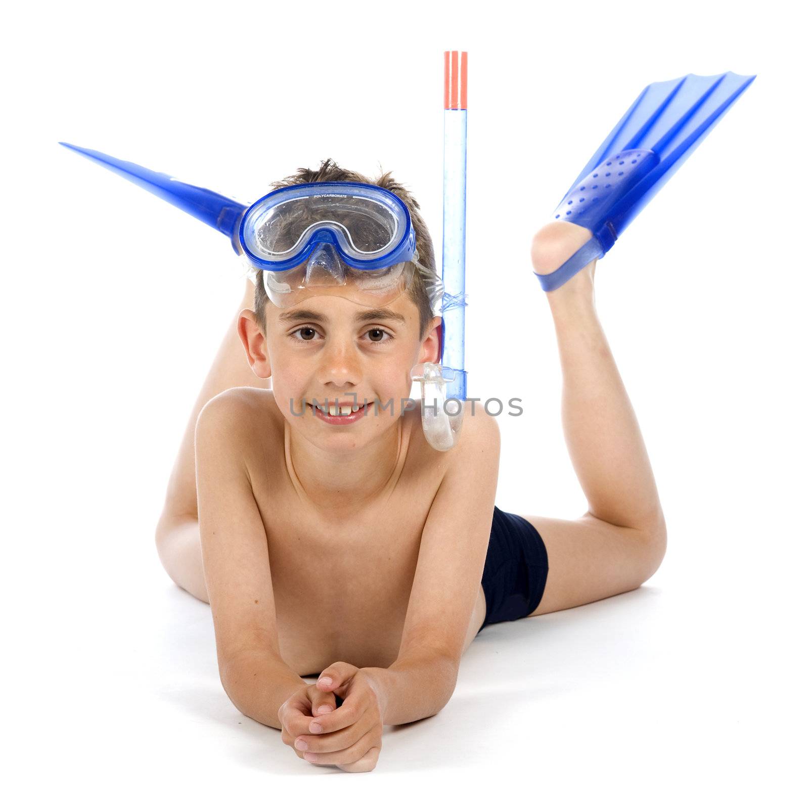 a boy is ready for swimming