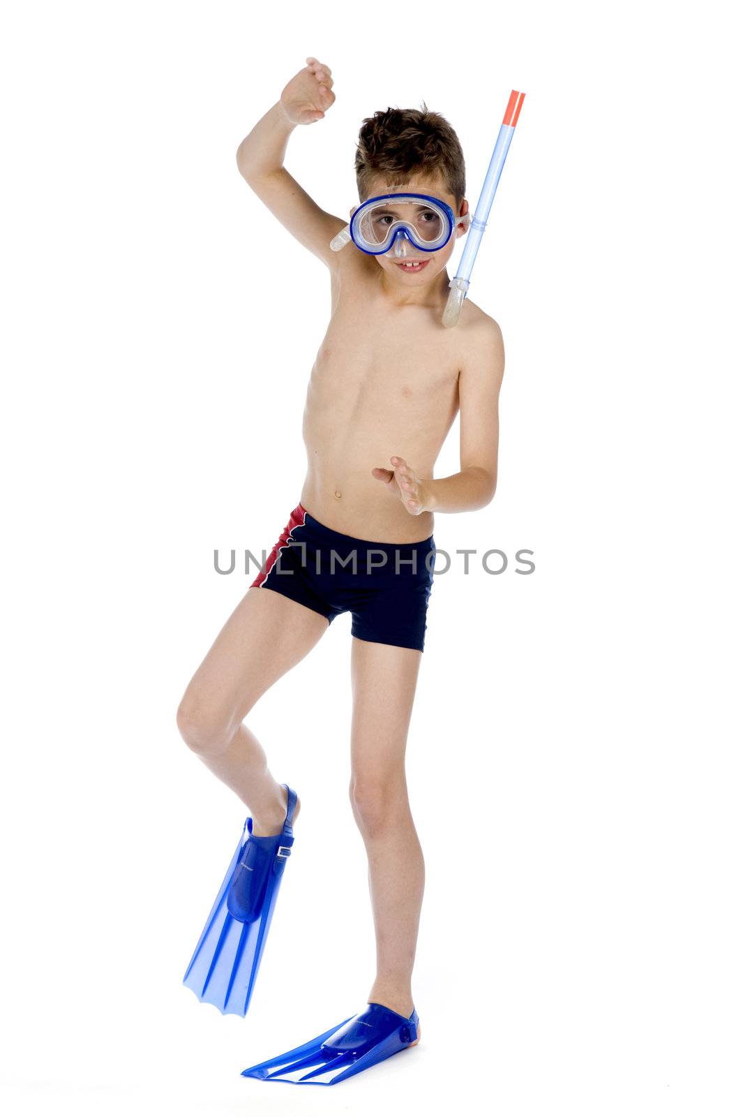 a boy is ready for swimming