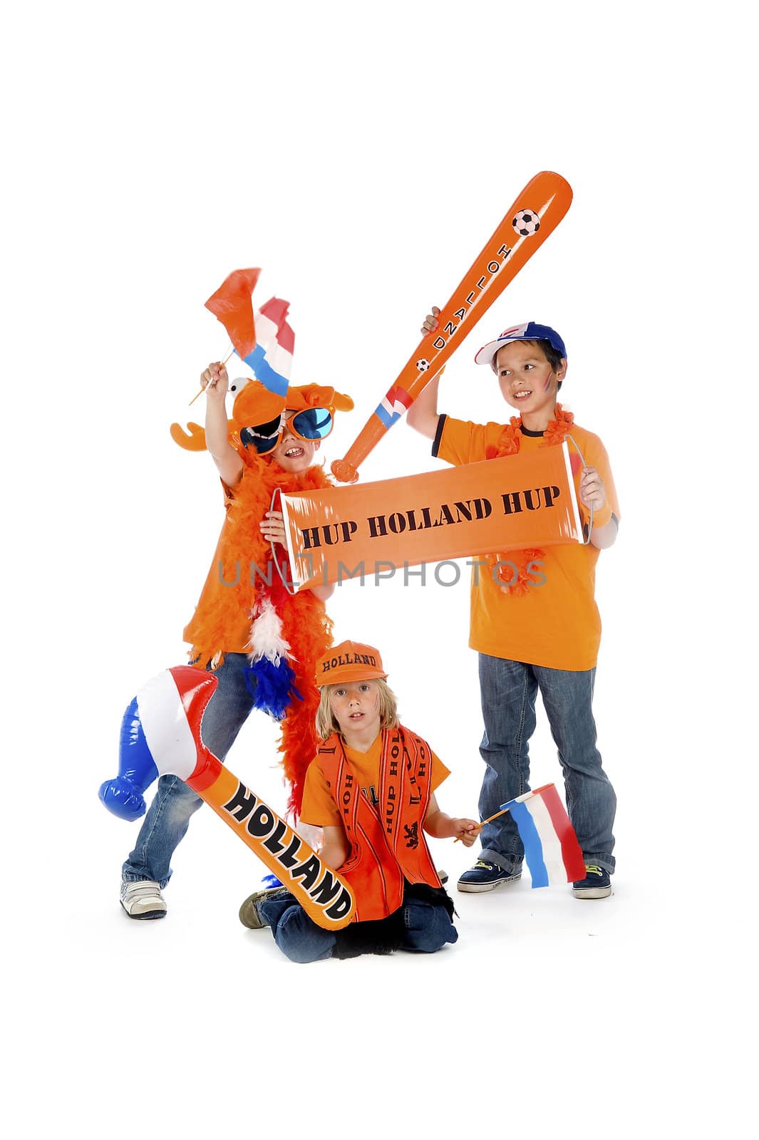three supporters from the dutch football team