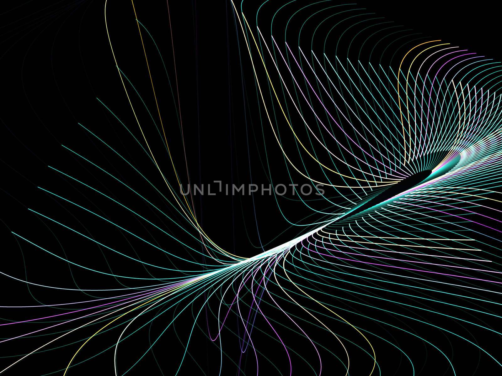 black background with colored lines