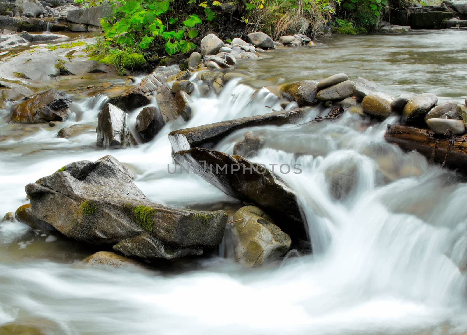 Waterfall - River in mountains great summer view