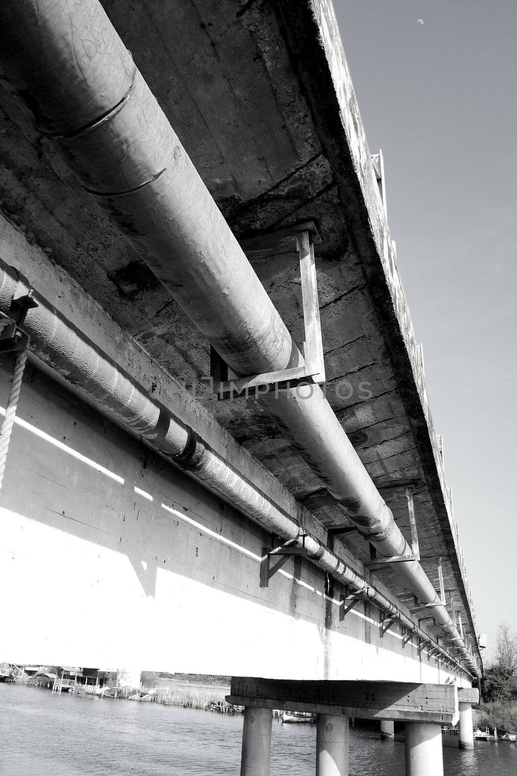 bridge blak and white shoote from the ground