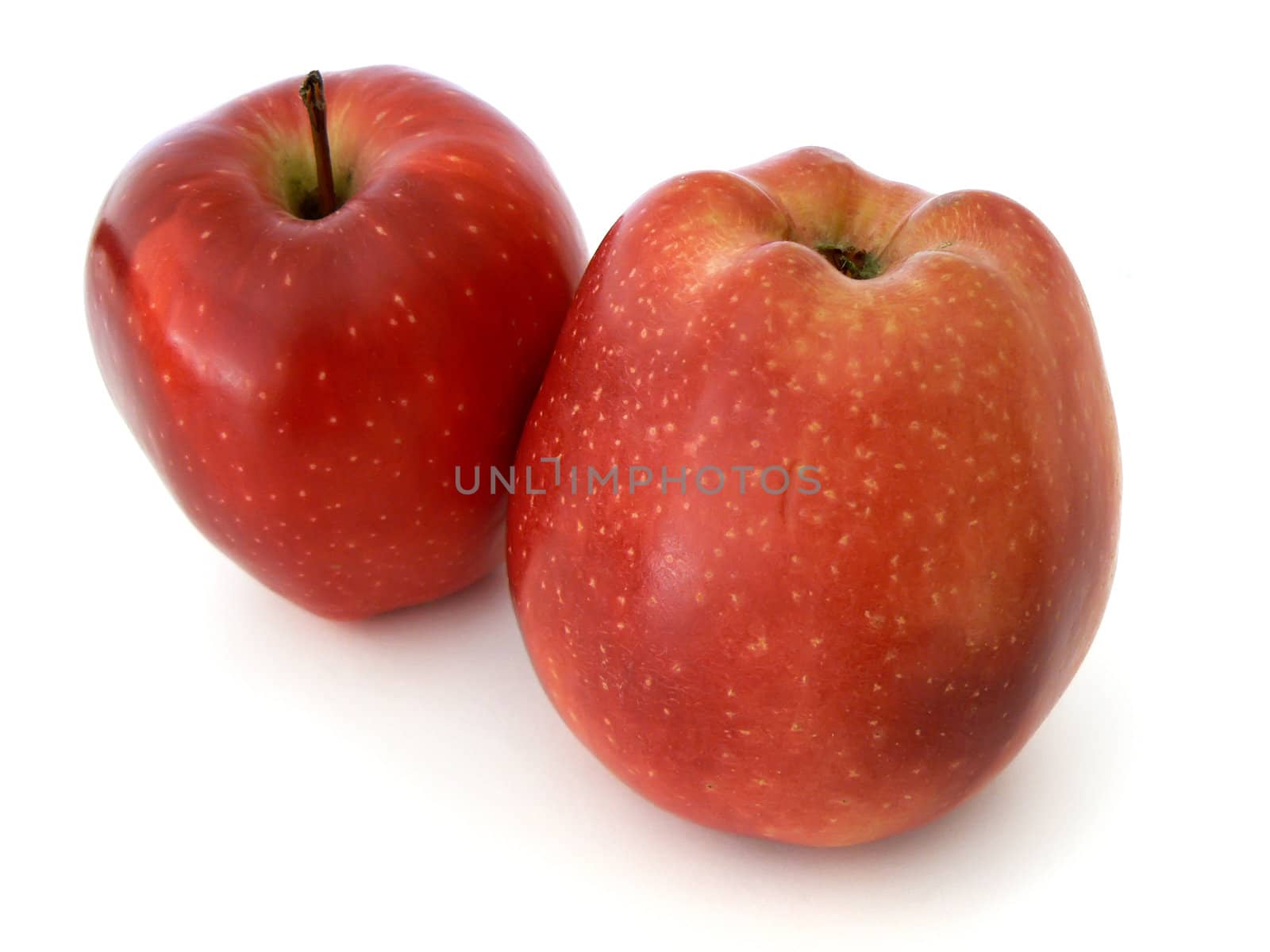 Two red apples isolated on white background