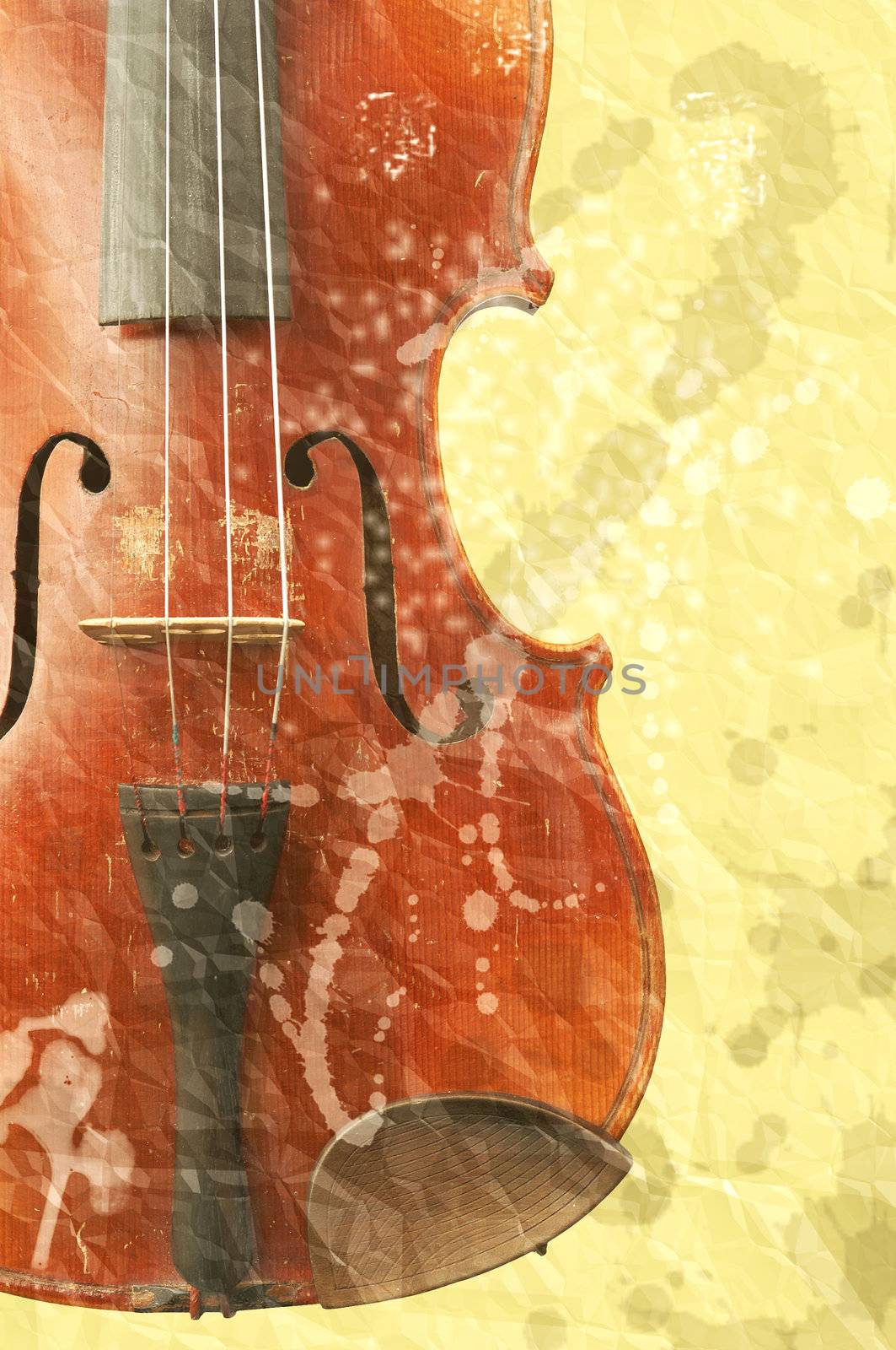 music background with old fiddle in grunge style by Mibuch