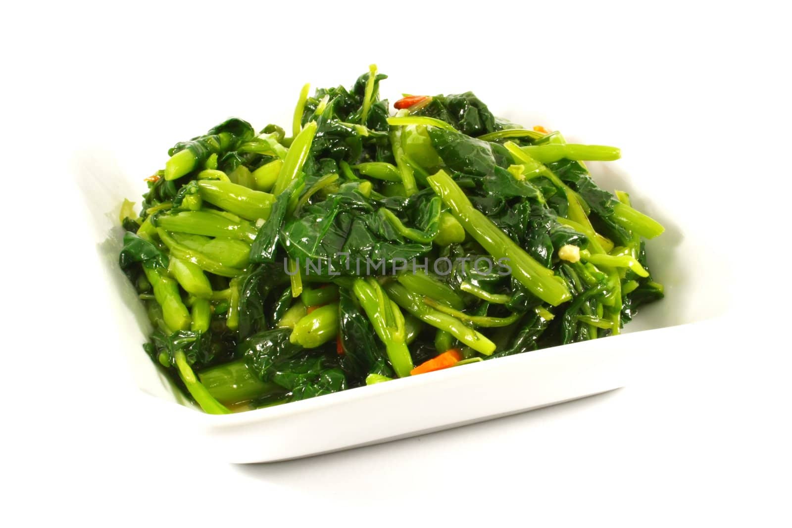 Asian Chinese Cooking Style Stir Fry Vegetable Dish on White Plate