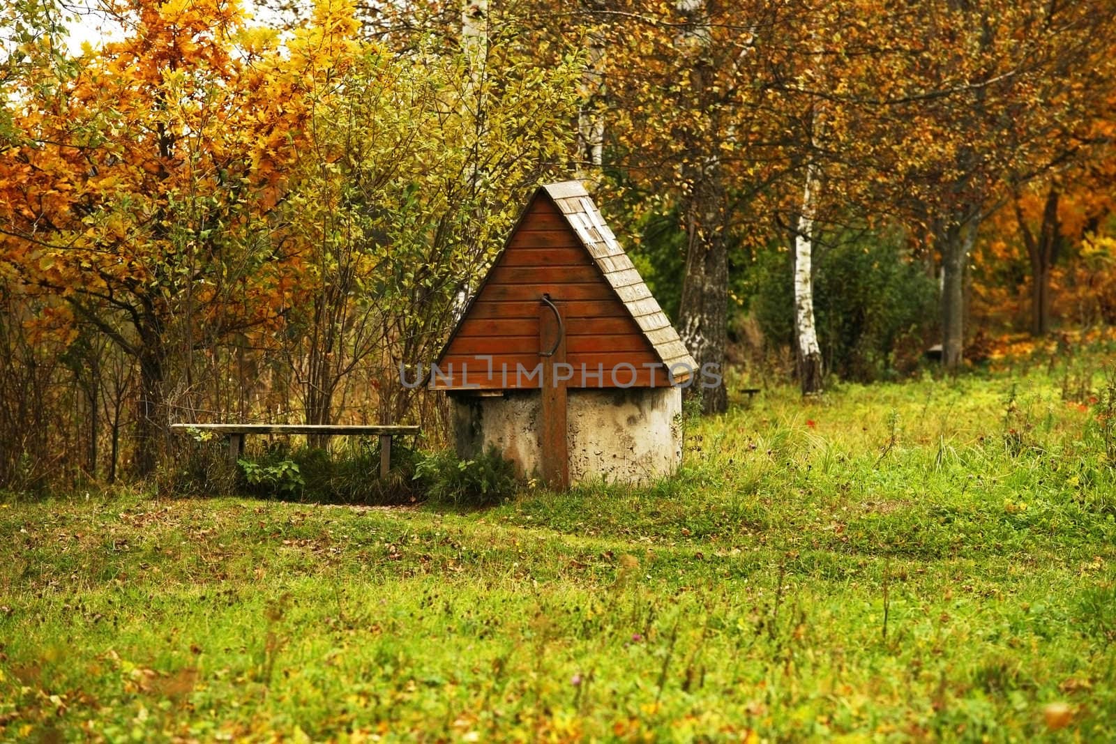 The image of a rural landscape an autumn