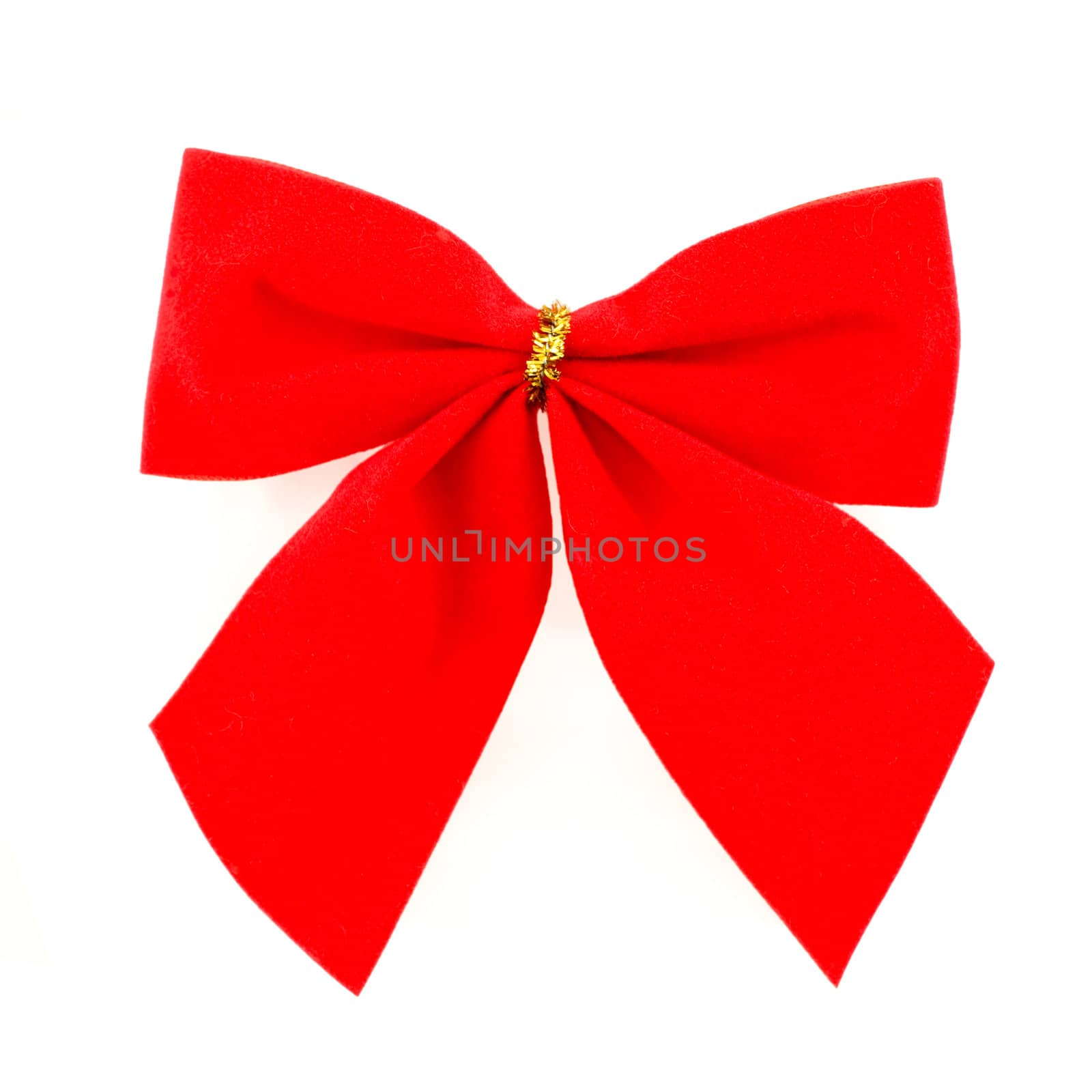 Red bow christmas decoration isolated on white background