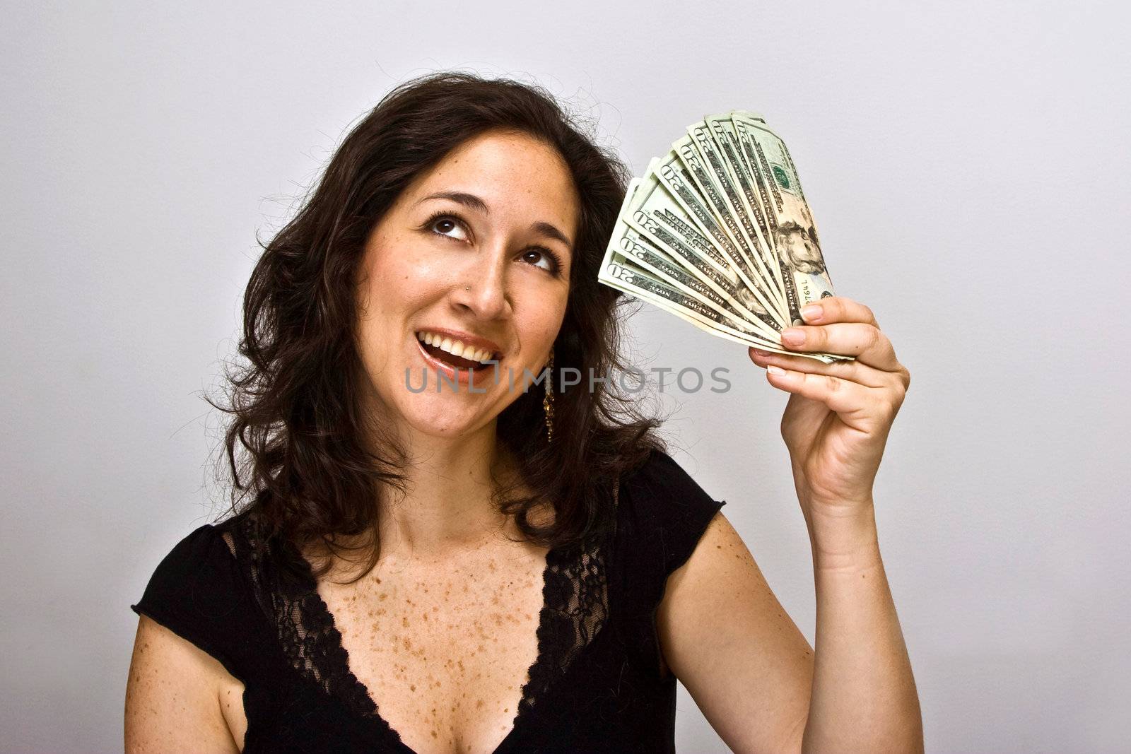 Woman with a money saving idea