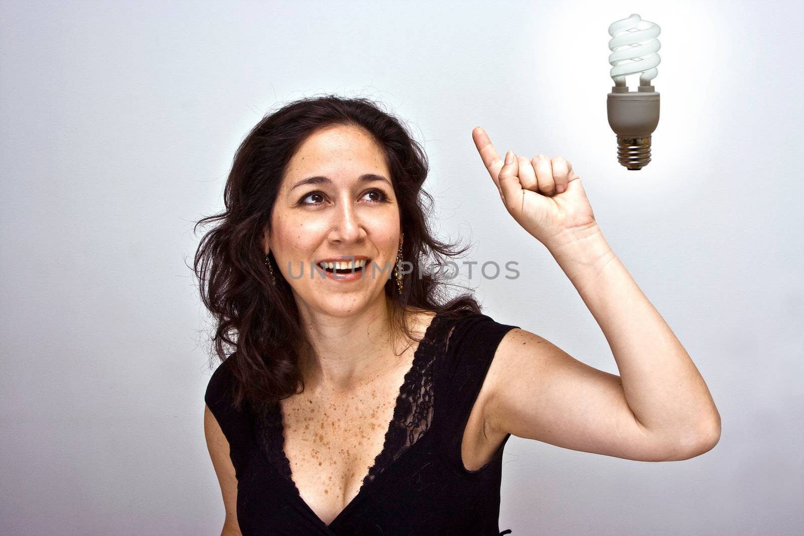 Woman having a brilliant environmentally friendly idea