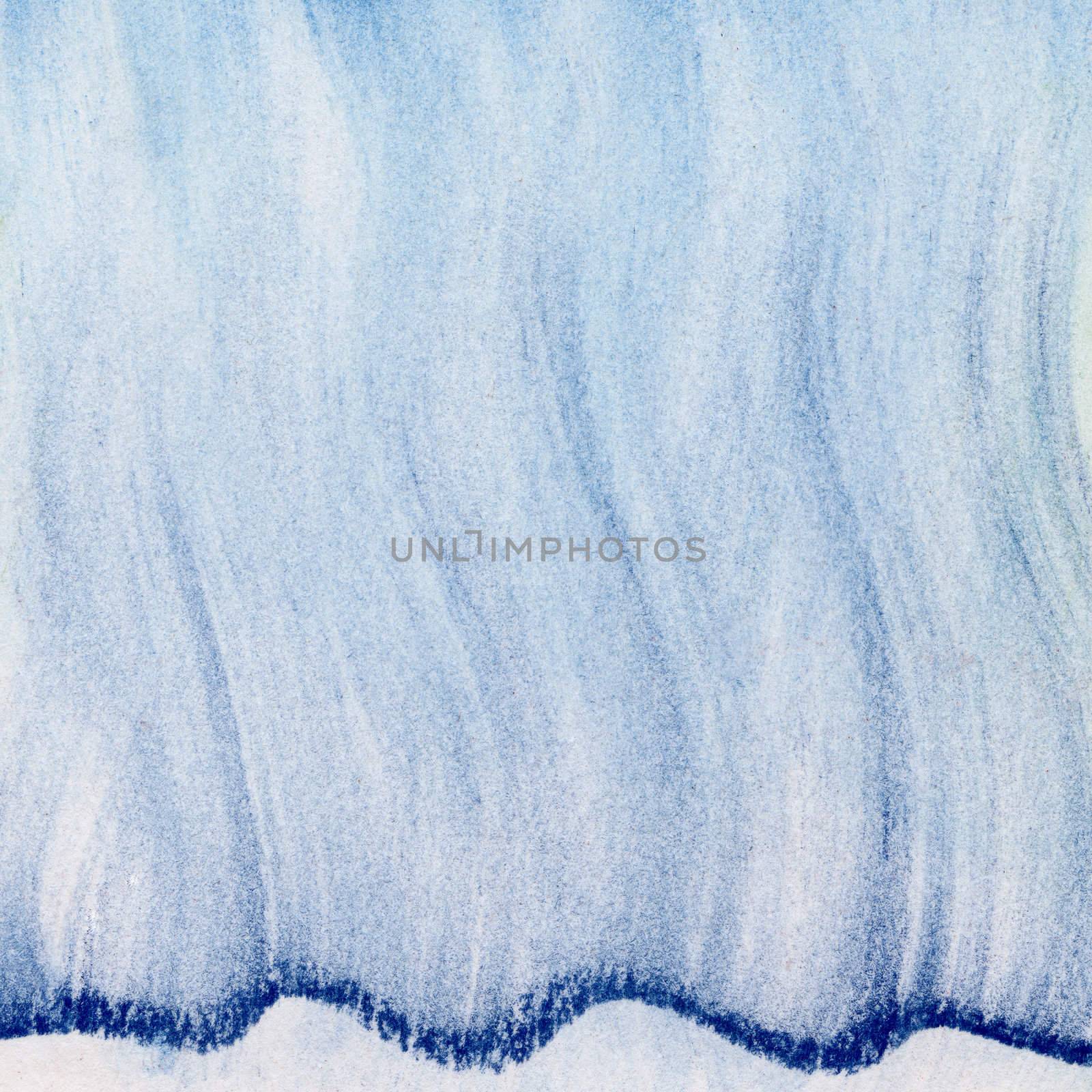 blue wavy abstract background - vertical smudges of soft pastel crayons on white paper