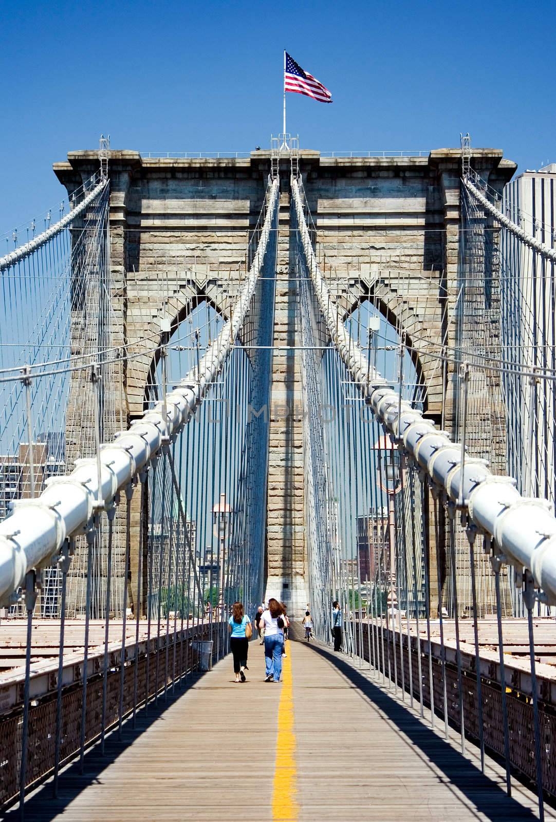 View of Brooklyn bridge towards Manhattan.
