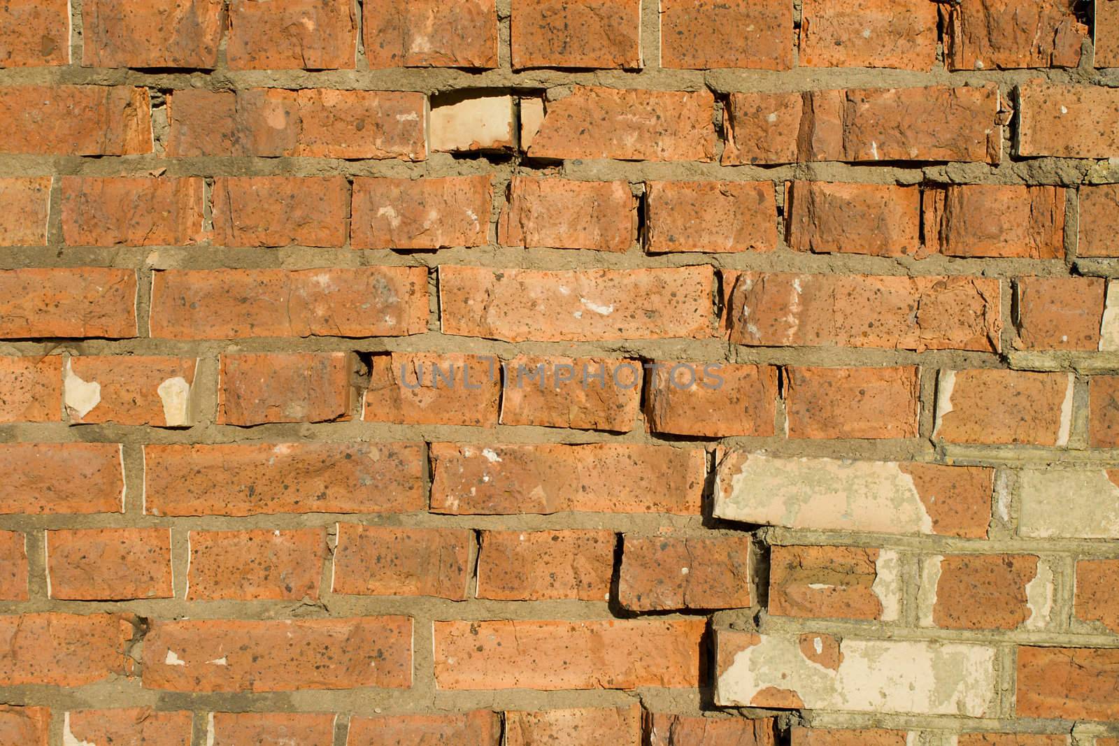 close-up old brickwork texture