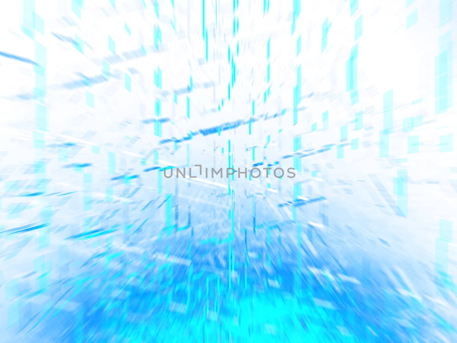 Abstract blue image with zooming motion blur