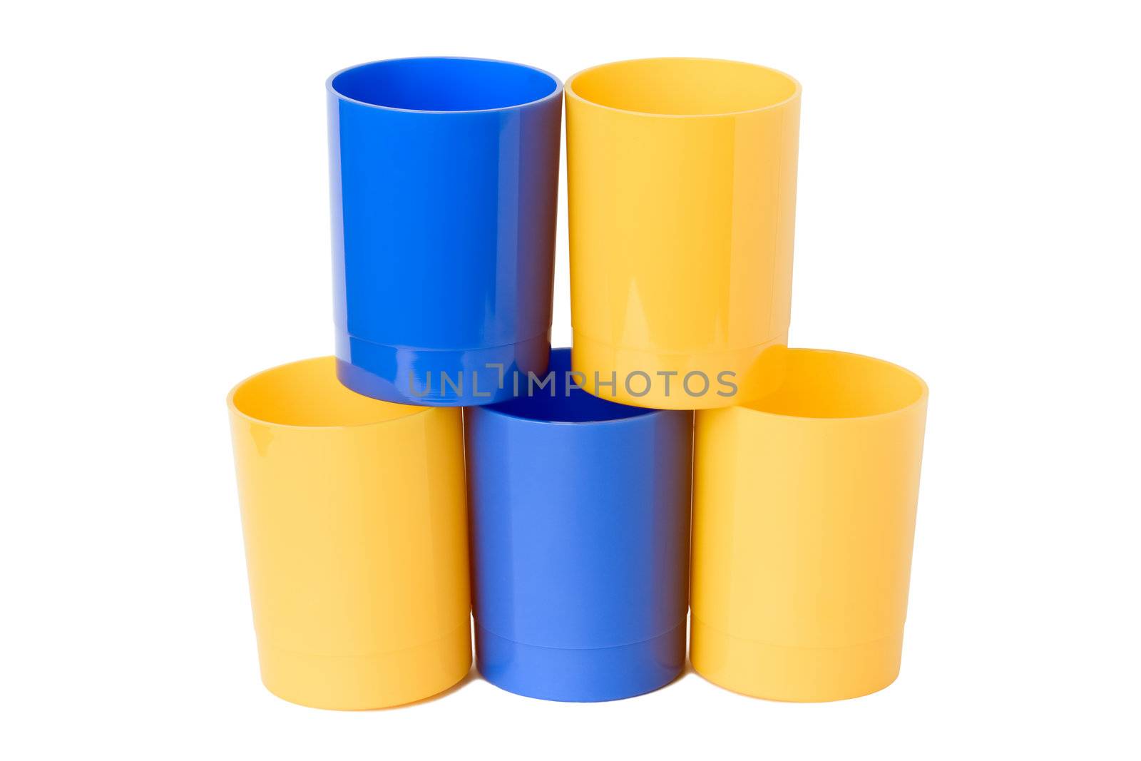 Colorful  plastic glasses, isolated on a white background.