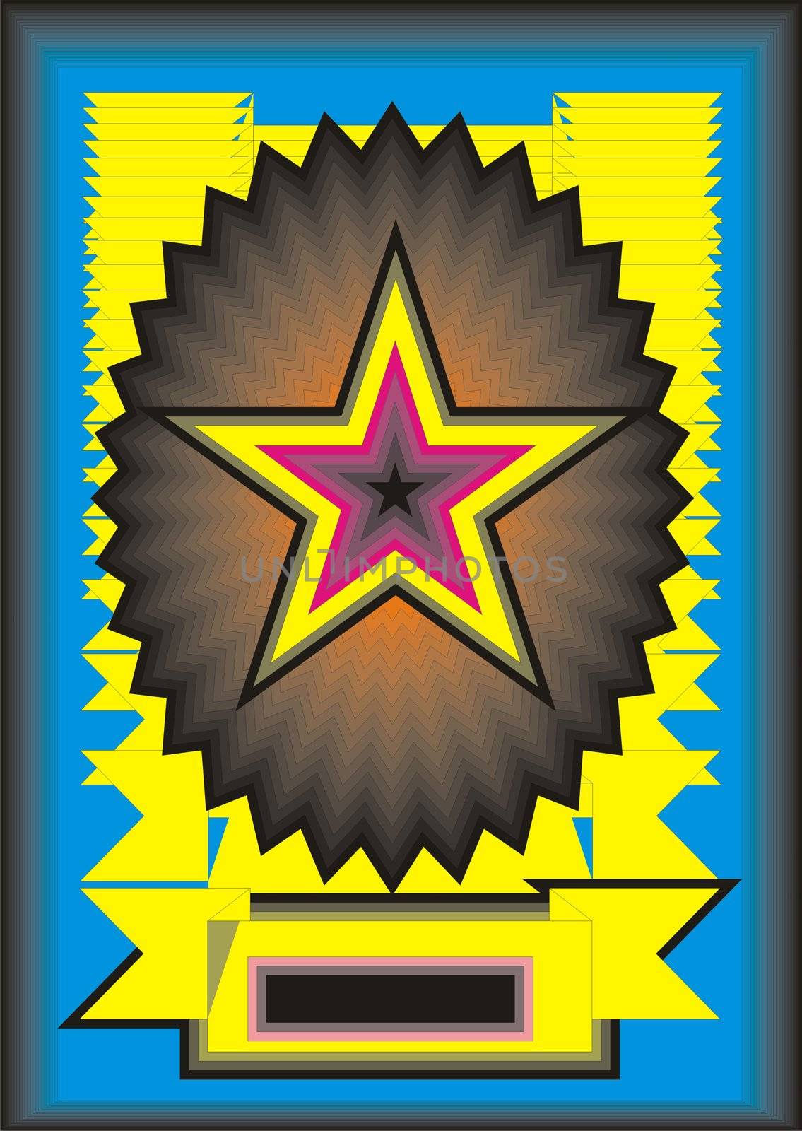 great creative abstract colored bright portrayal of a star emblem.