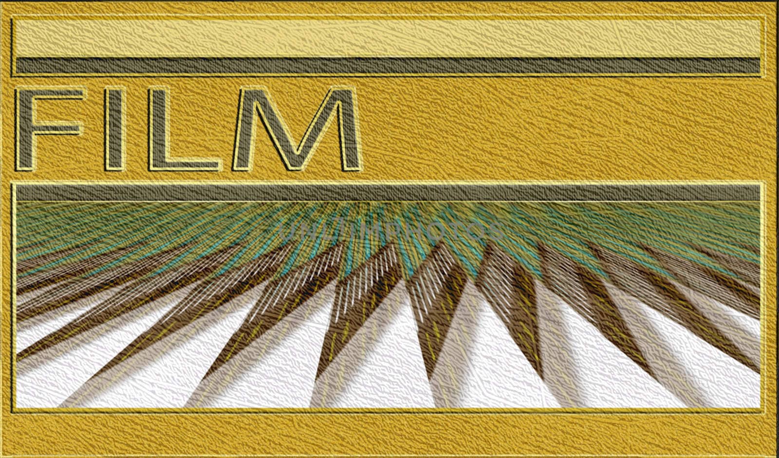 great creative abstract colored bright portrayal textured pattern of film frames and inscriptions FILM.