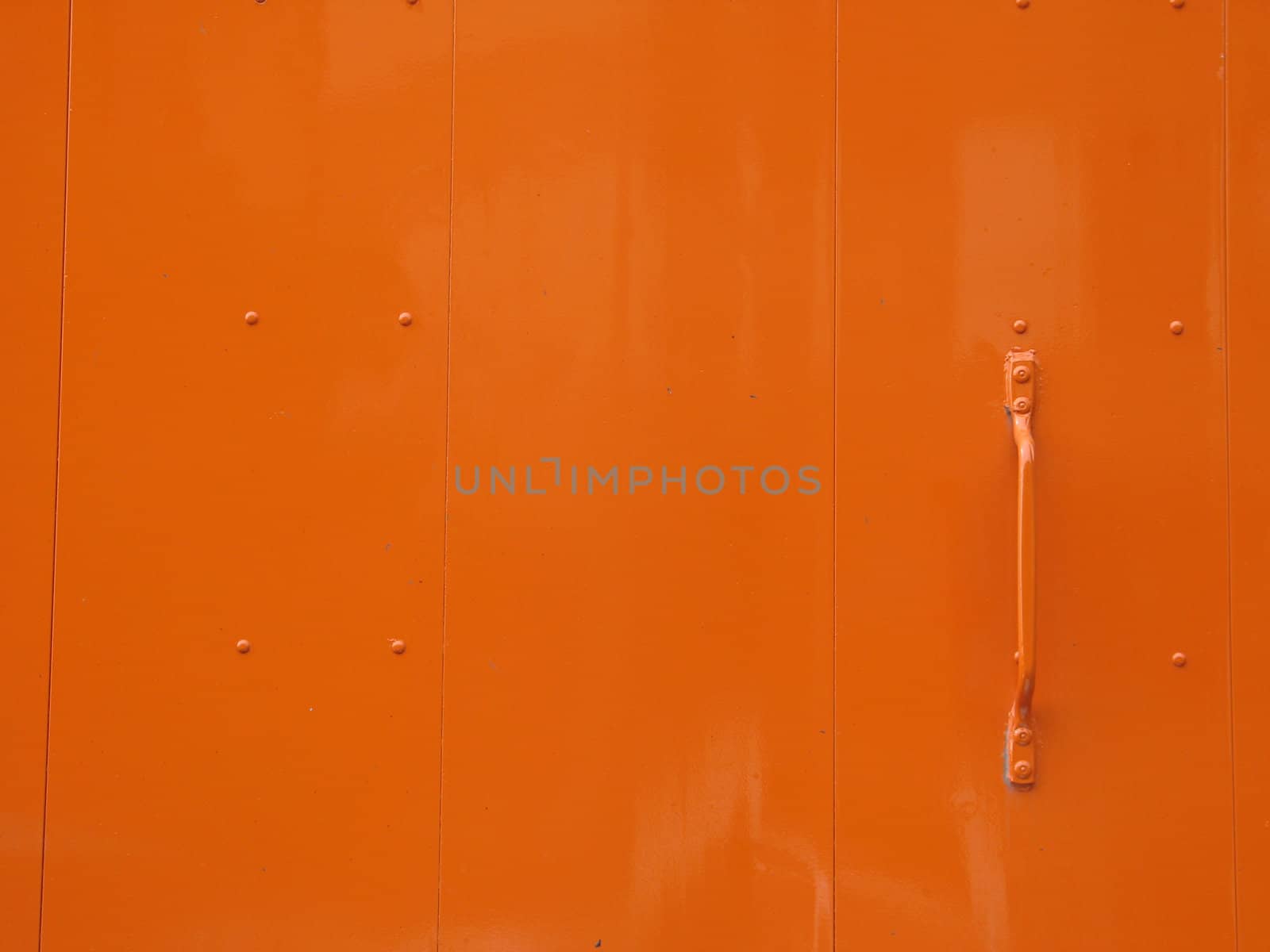 slick orange metal door