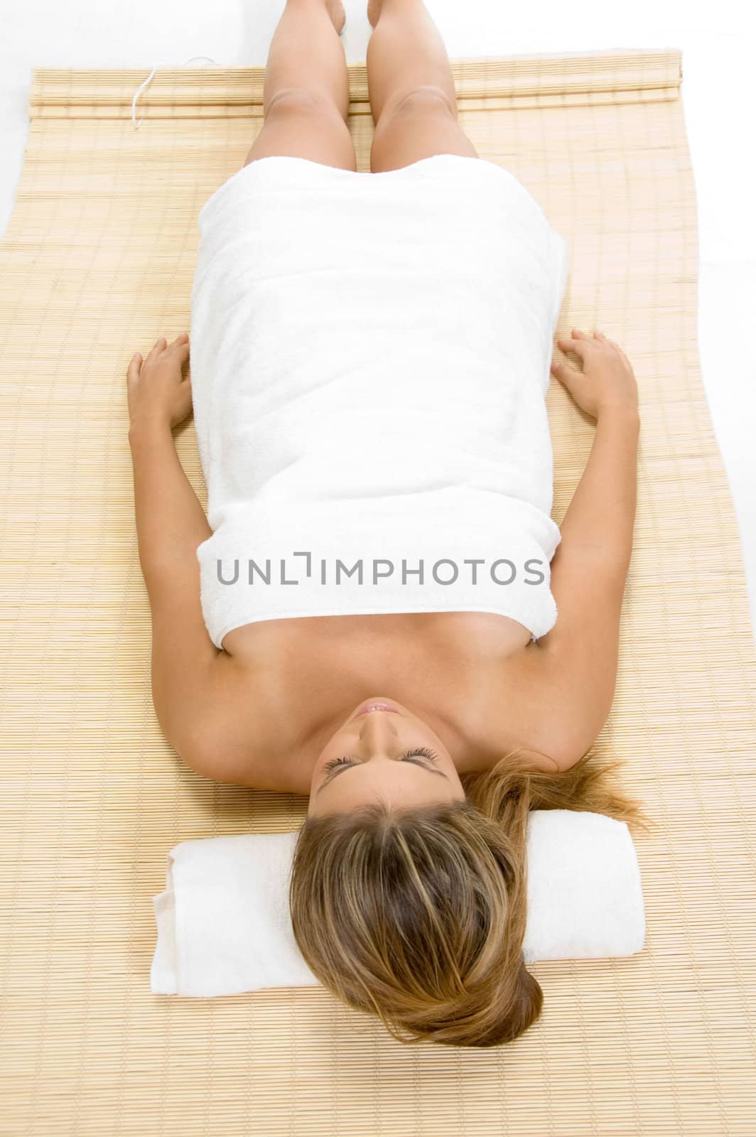 aerial view of relaxing lady