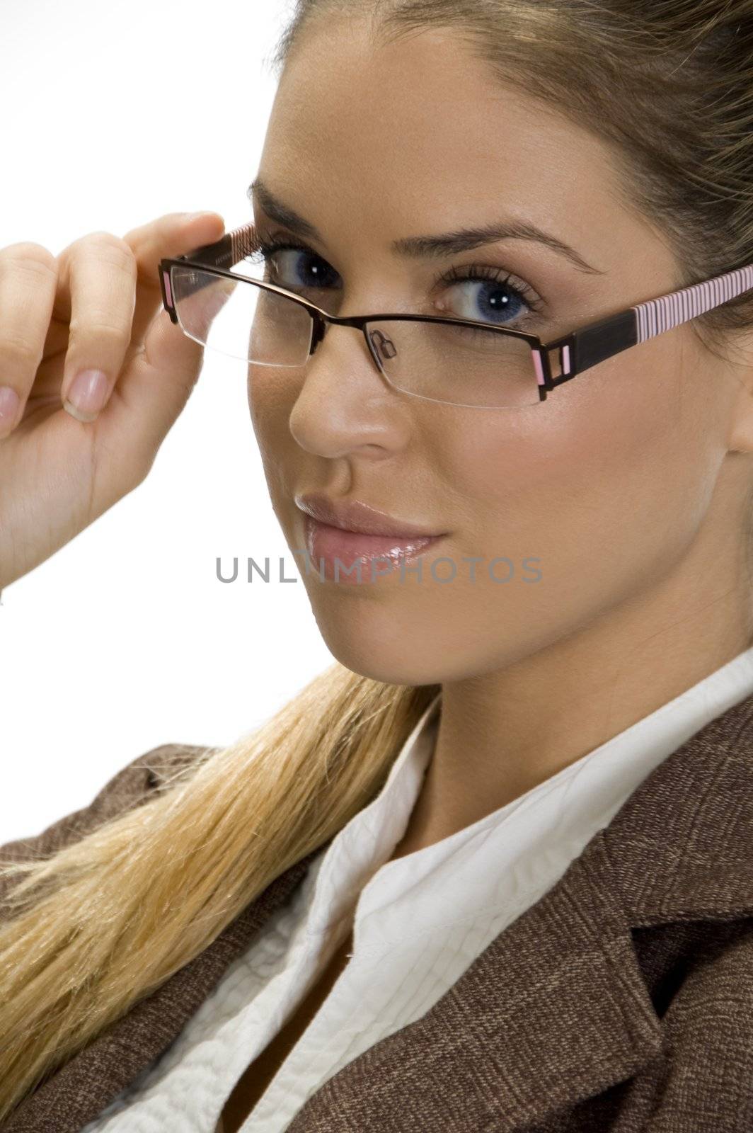 portrait of cute lady posing with her fashionable eyewear