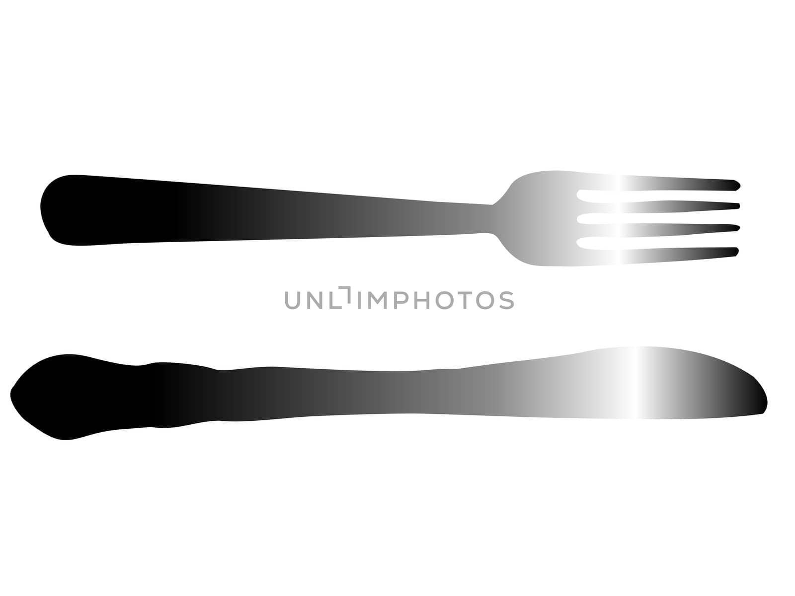 cutlery set on isolated background