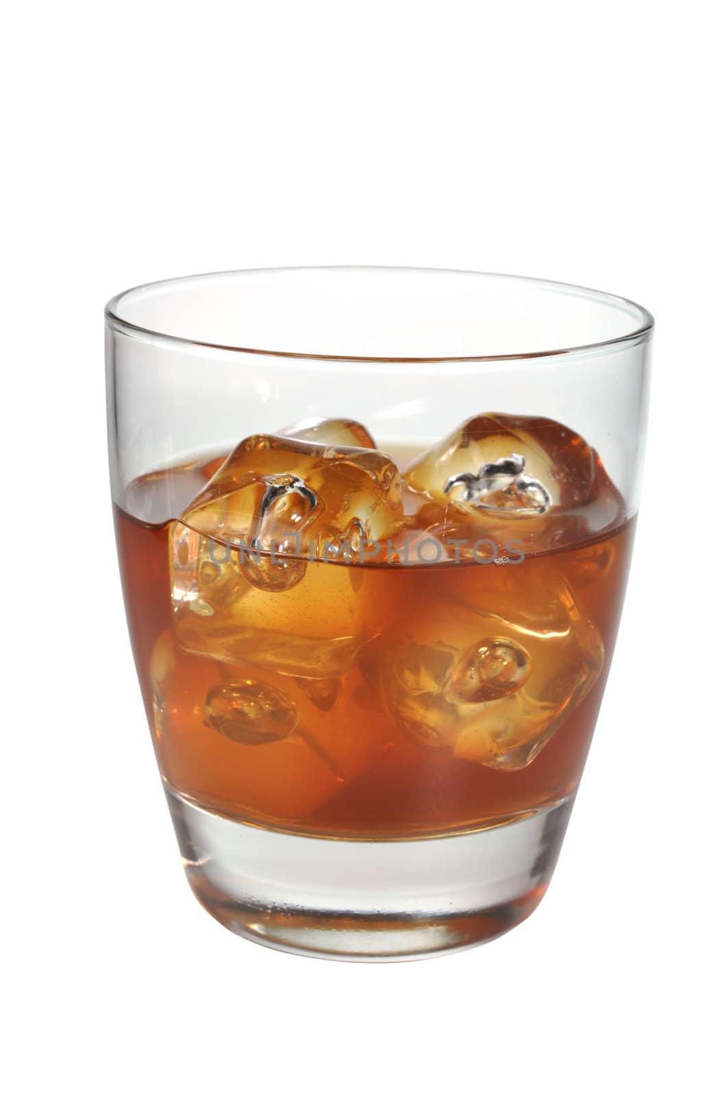Scotch on the rocks isolated on white background with clipping path.  