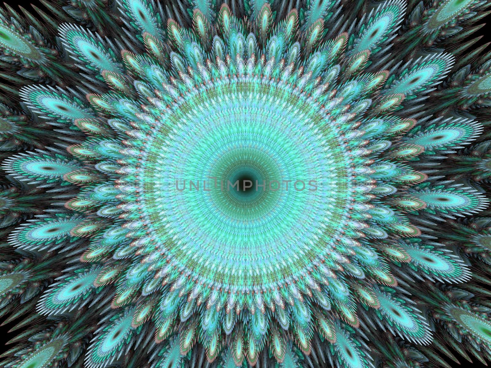 Abstract fractal background. Computer generated graphics. Floral blue texture.